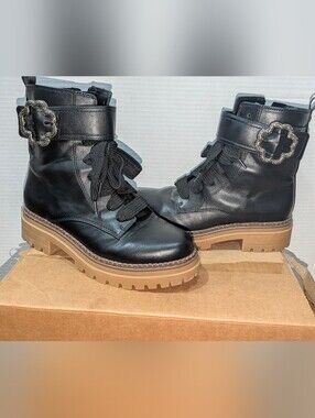 Sam & Libby Black Leather Combat Boots